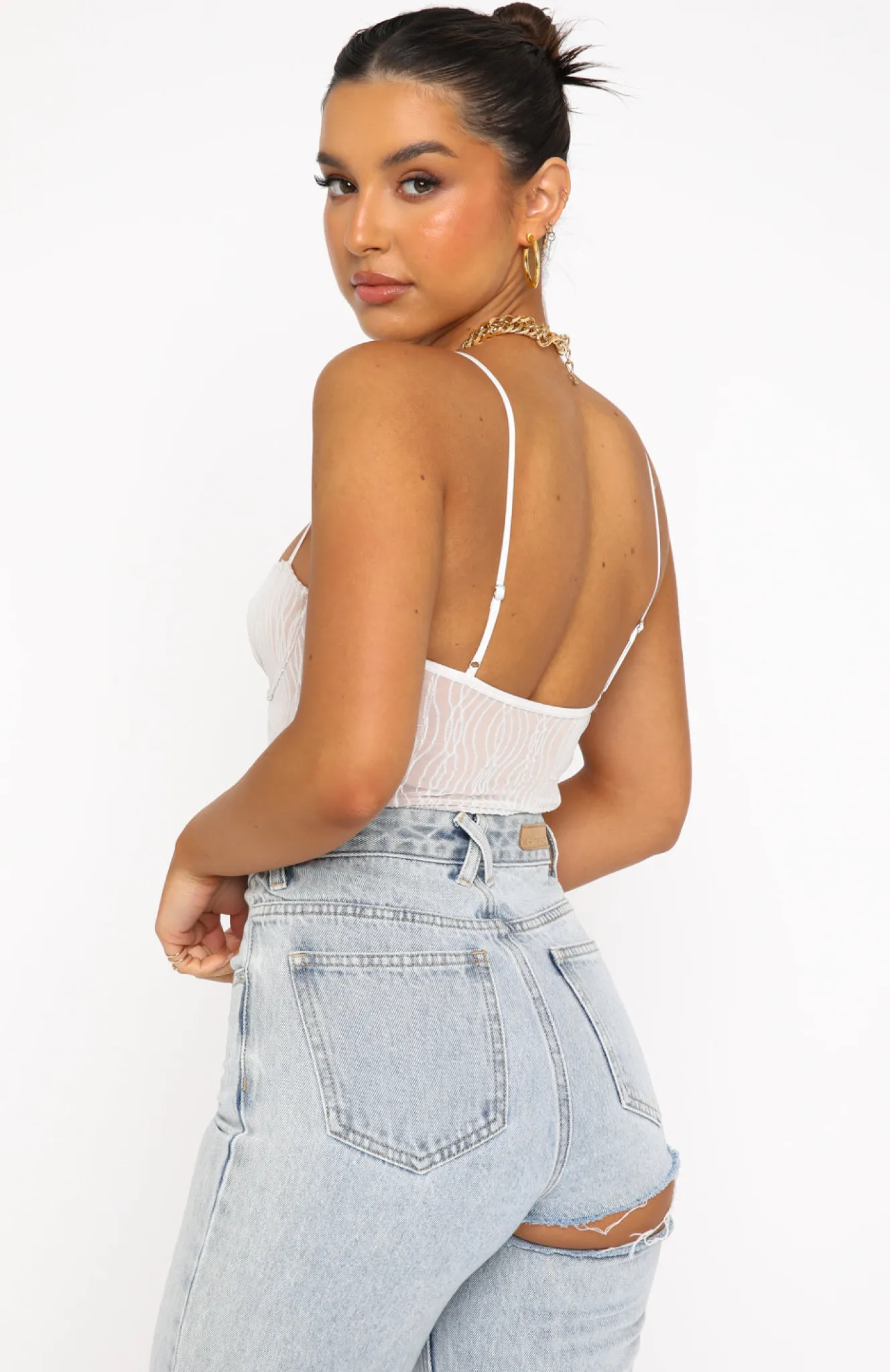 Shirts & Blouses | White Fox Boutique Keep Wishing Mesh Bodysuit white