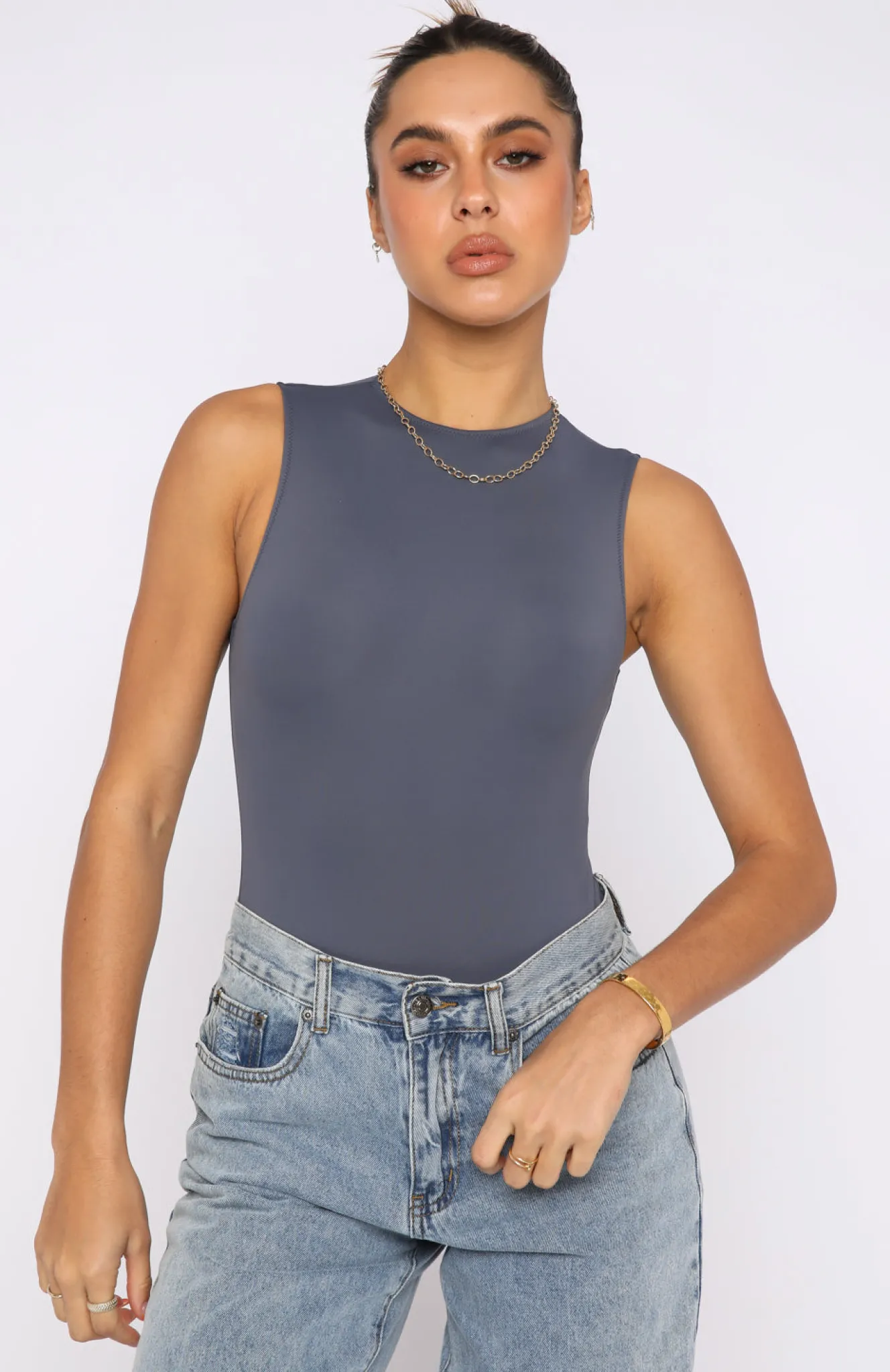 Shirts & Blouses | White Fox Boutique Keep You Around Bodysuit Slate blue
