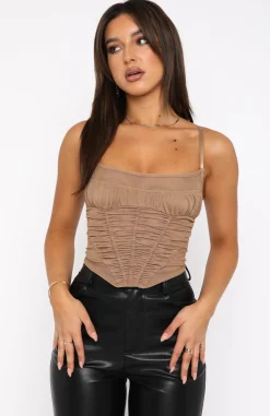 Shirts & Blouses | White Fox Boutique Keep Your Cool Mesh Bustier Dark nude