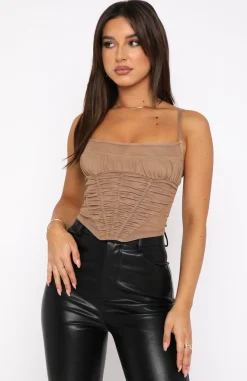 Shirts & Blouses | White Fox Boutique Keep Your Cool Mesh Bustier Dark nude