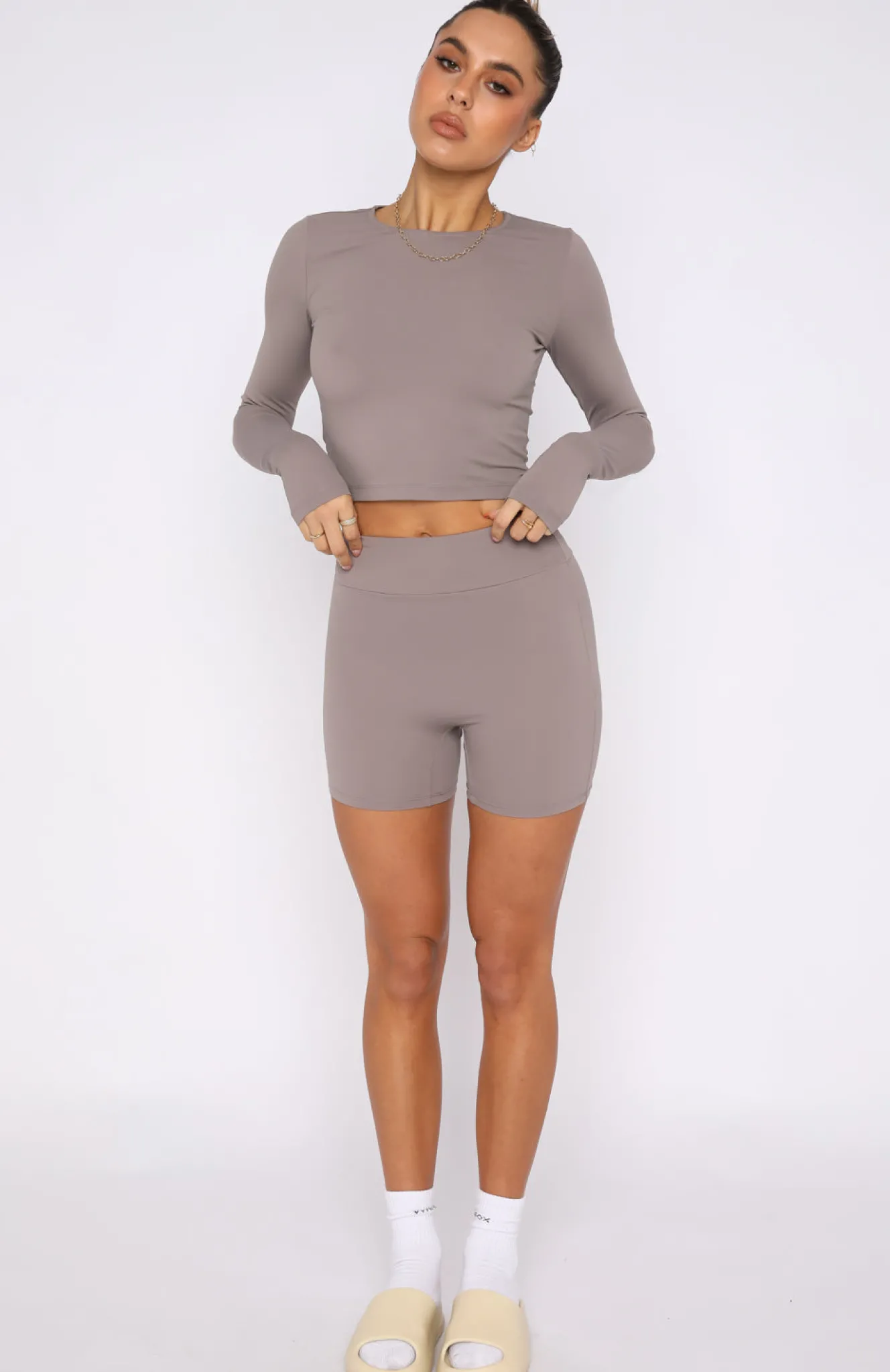 Shorts | White Fox Boutique Keeping Busy Bike Shorts Mocha brown