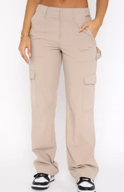 Pants | White Fox Boutique Know Your Worth Cargo Pants Beige nude