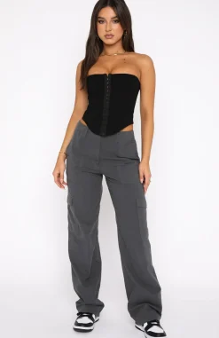 Pants | White Fox Boutique Know Your Worth Cargo Pants Charcoal grey