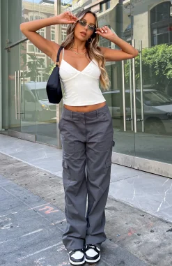 Pants | White Fox Boutique Know Your Worth Cargo Pants Charcoal grey
