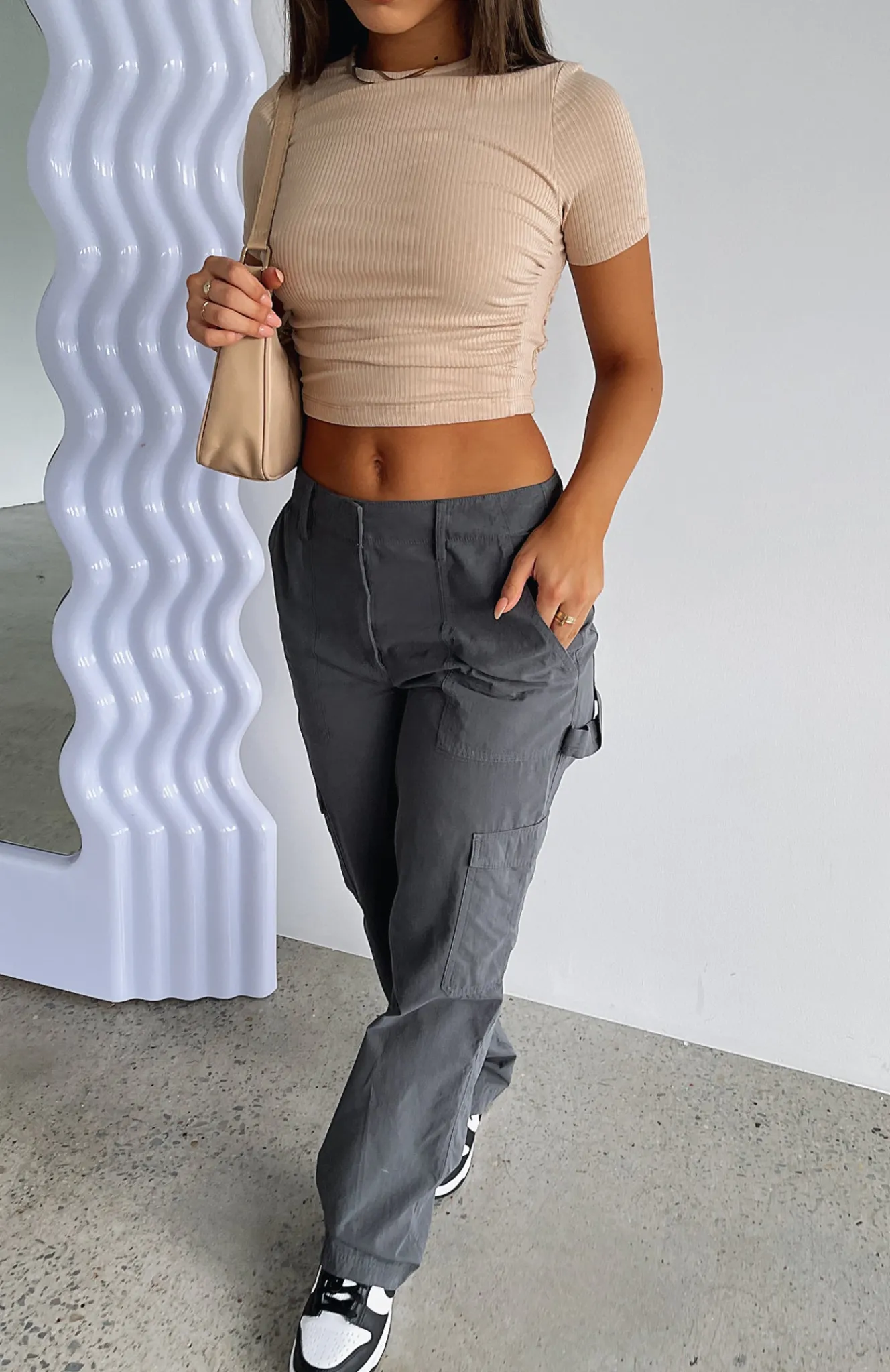Shirts & Blouses | White Fox Boutique Last One Standing Ribbed Crop Beige nude