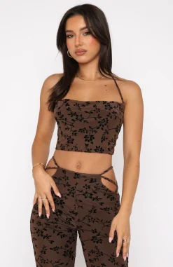 Shirts & Blouses | White Fox Boutique Late Night Thrills Crop Chocolate brown