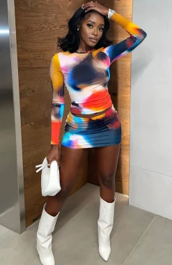 Restocked | White Fox Boutique Late Nights Mini Skirt Flame Aura multi