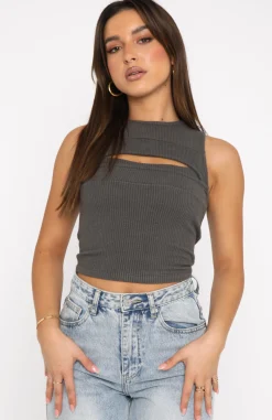 Shirts & Blouses | White Fox Boutique Learn The Ropes Crop Charcoal grey