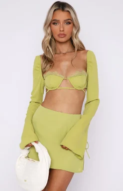 Shirts & Blouses | White Fox Boutique Level Up Long Sleeve Crop Matcha green