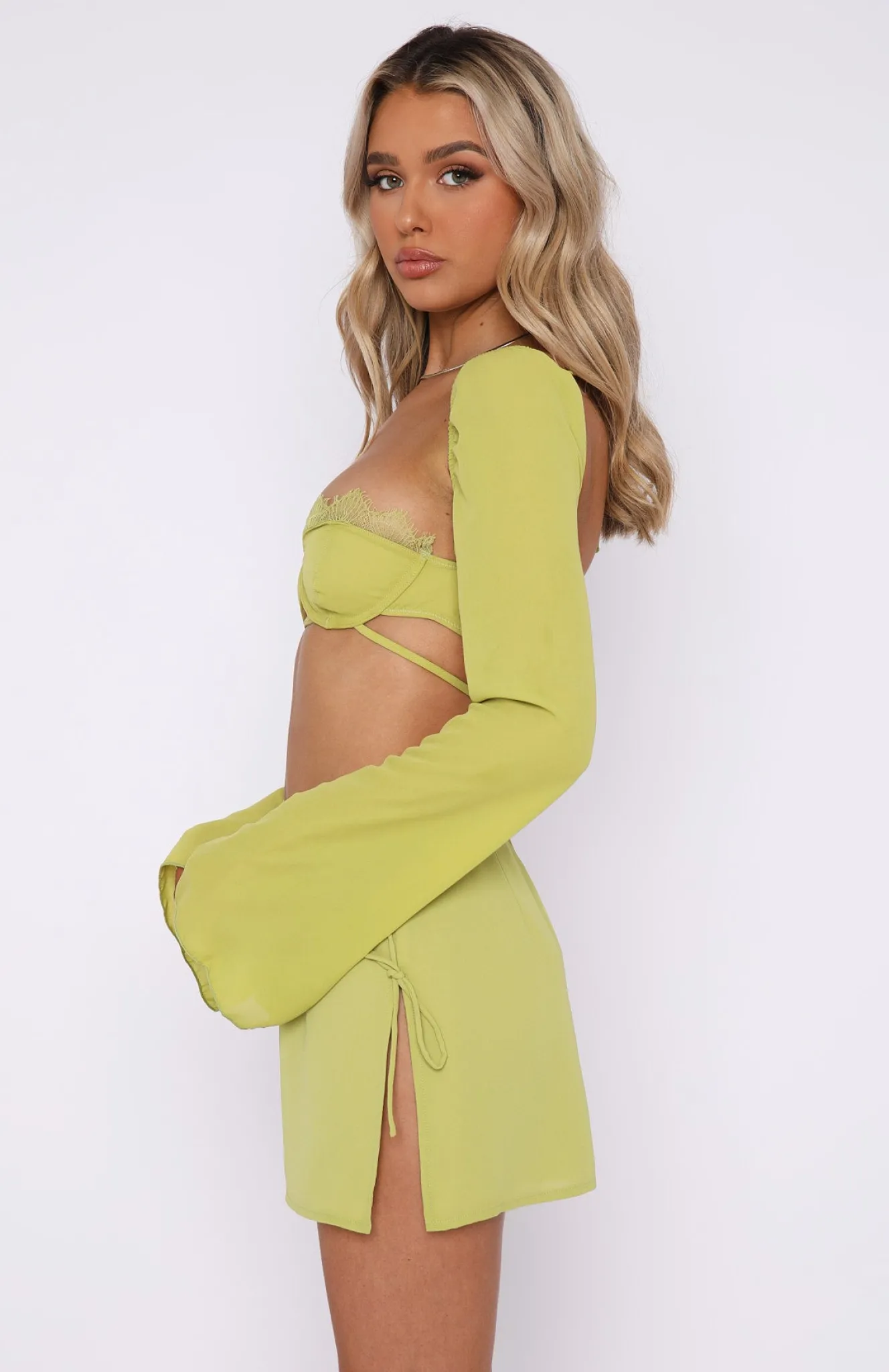 Shirts & Blouses | White Fox Boutique Level Up Long Sleeve Crop Matcha green
