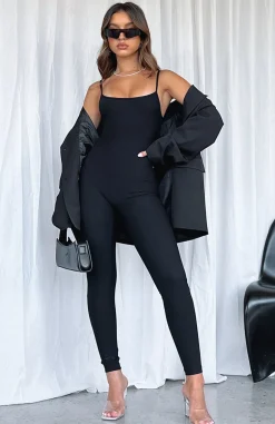 Restocked | White Fox Boutique Life Is Short Ribbed Jumpsuit black