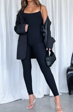 Restocked | White Fox Boutique Life Is Short Ribbed Jumpsuit black