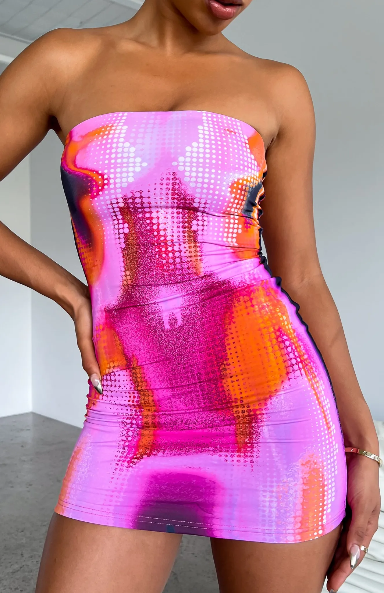 Restocked | White Fox Boutique Life On Mars Strapless Mini Dress Mars pink
