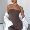 Restocked | White Fox Boutique Like We Used To Strapless Mini Dress Mocha brown
