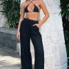 Pants | White Fox Boutique Live It Up Linen Pants black