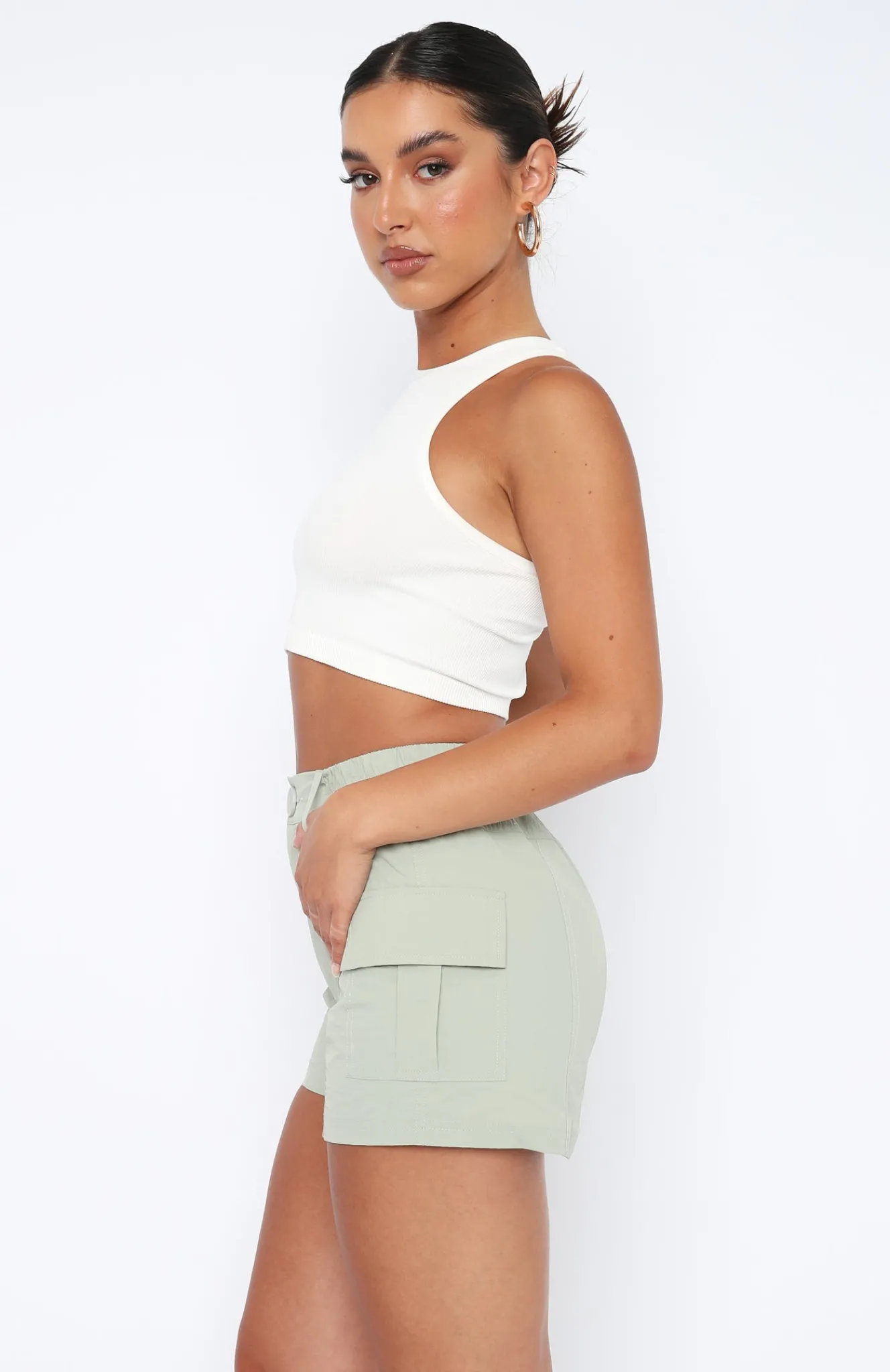 Shorts | White Fox Boutique Living On The Edge Cargo Shorts Sage green