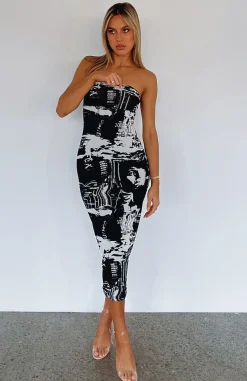 Restocked | White Fox Boutique Long Live Mesh Midi Dress Dice black
