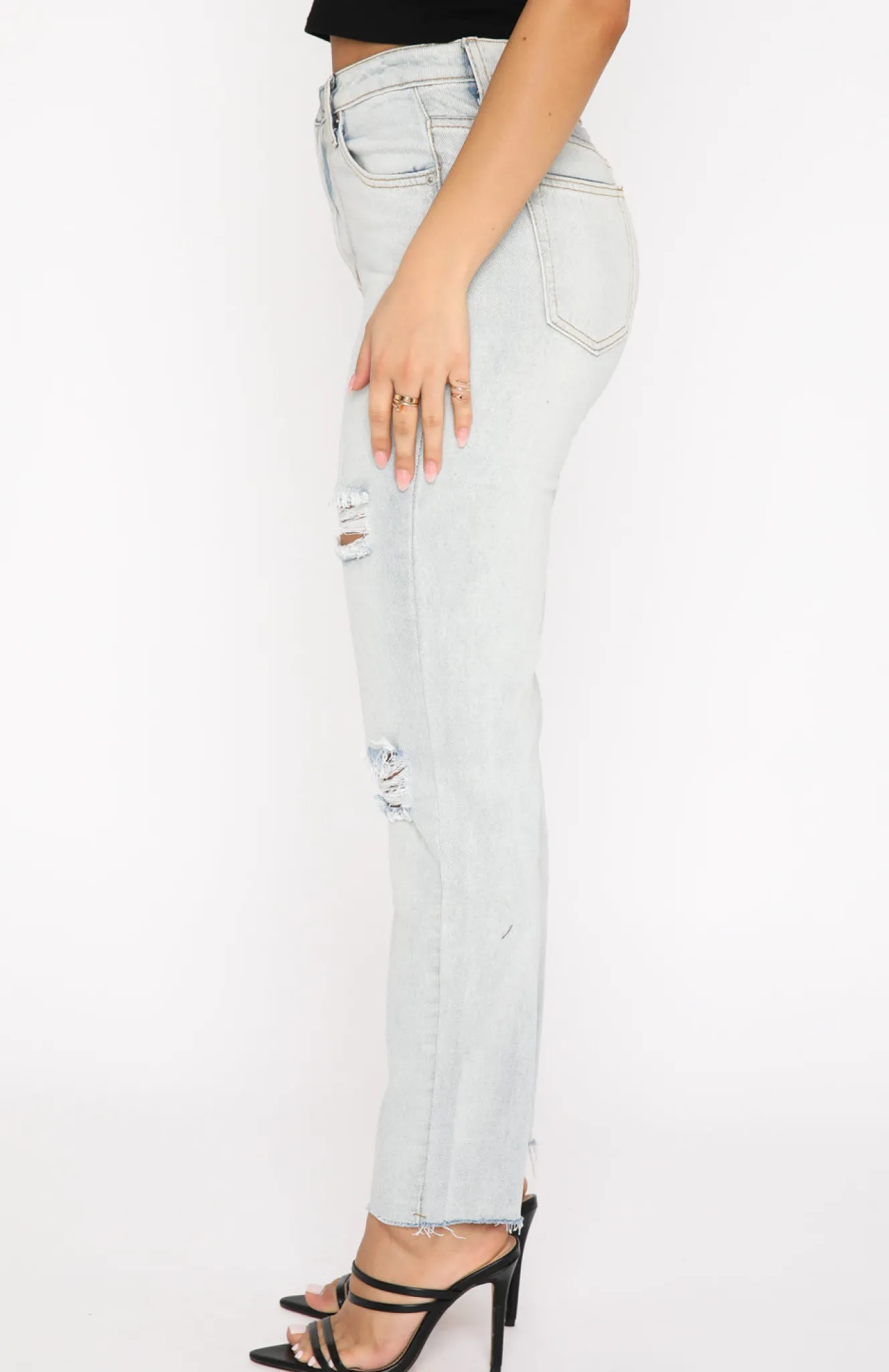 Denim | White Fox Boutique Love Stoned Boyfriend Jeans Light blue