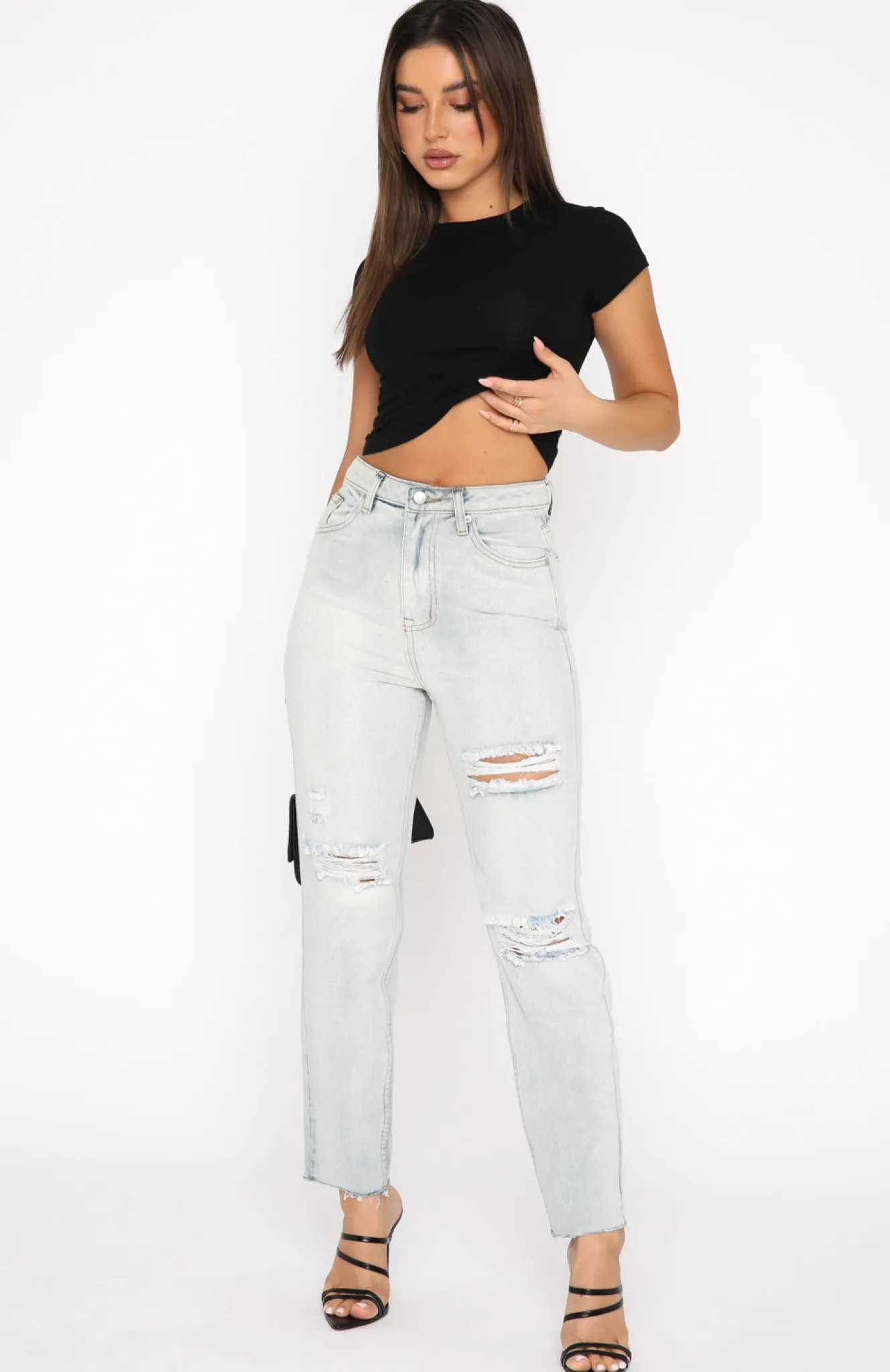 Denim | White Fox Boutique Love Stoned Boyfriend Jeans Light blue