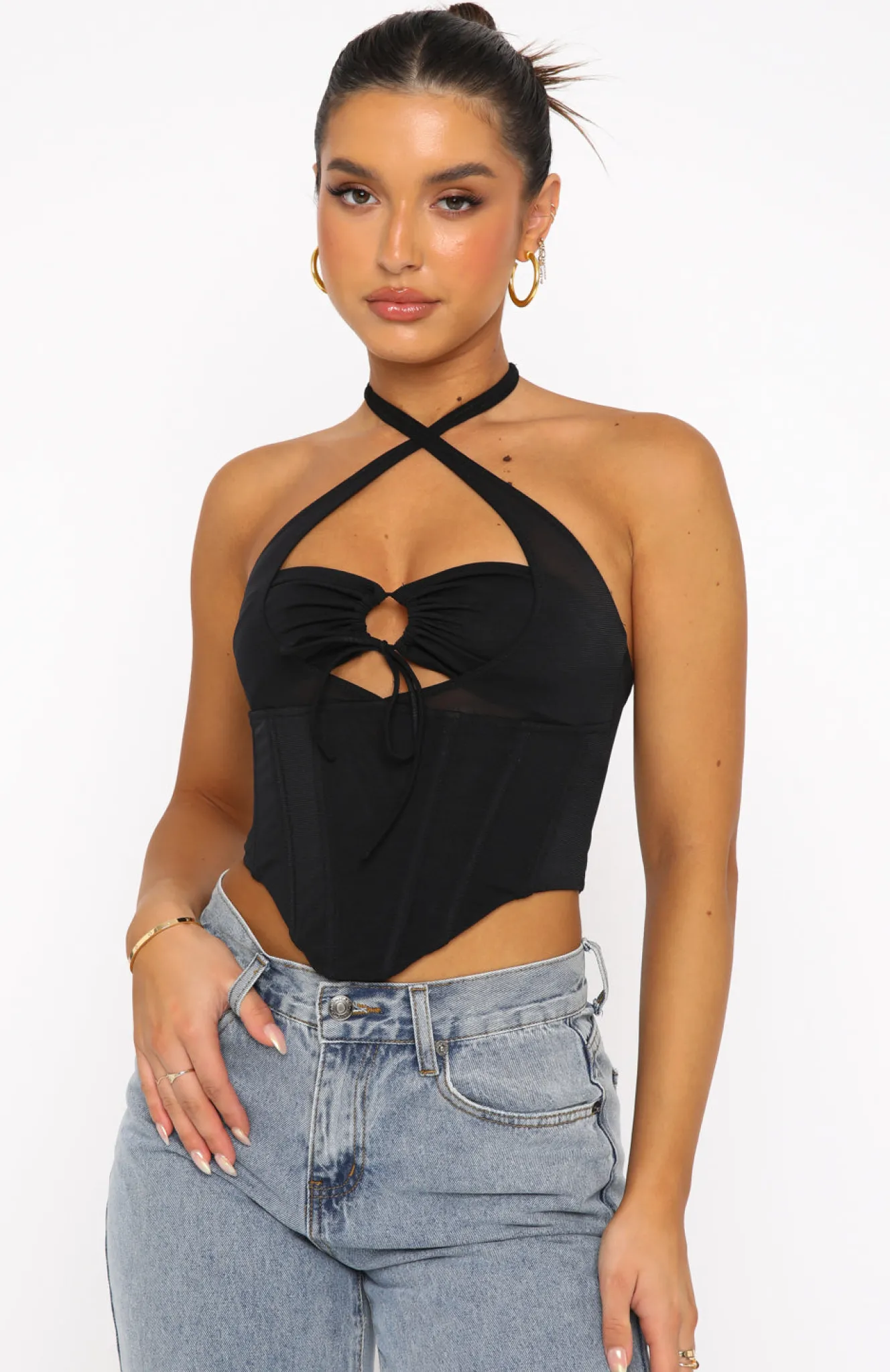 Shirts & Blouses | White Fox Boutique Love To Love Mesh Bustier black