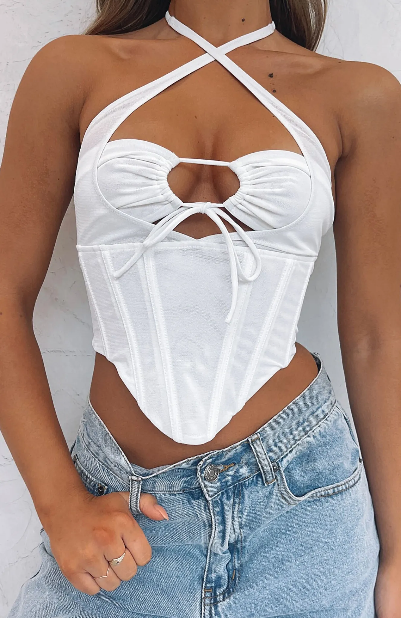 Shirts & Blouses | White Fox Boutique Love To Love Mesh Bustier white