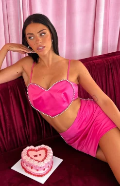 Shirts & Blouses | White Fox Boutique Lover's Lane Crop Hot pink