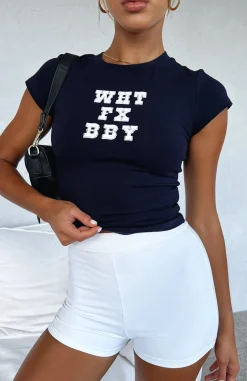 Shirts & Blouses | White Fox Boutique Mad About It Baby Tee Navy blue