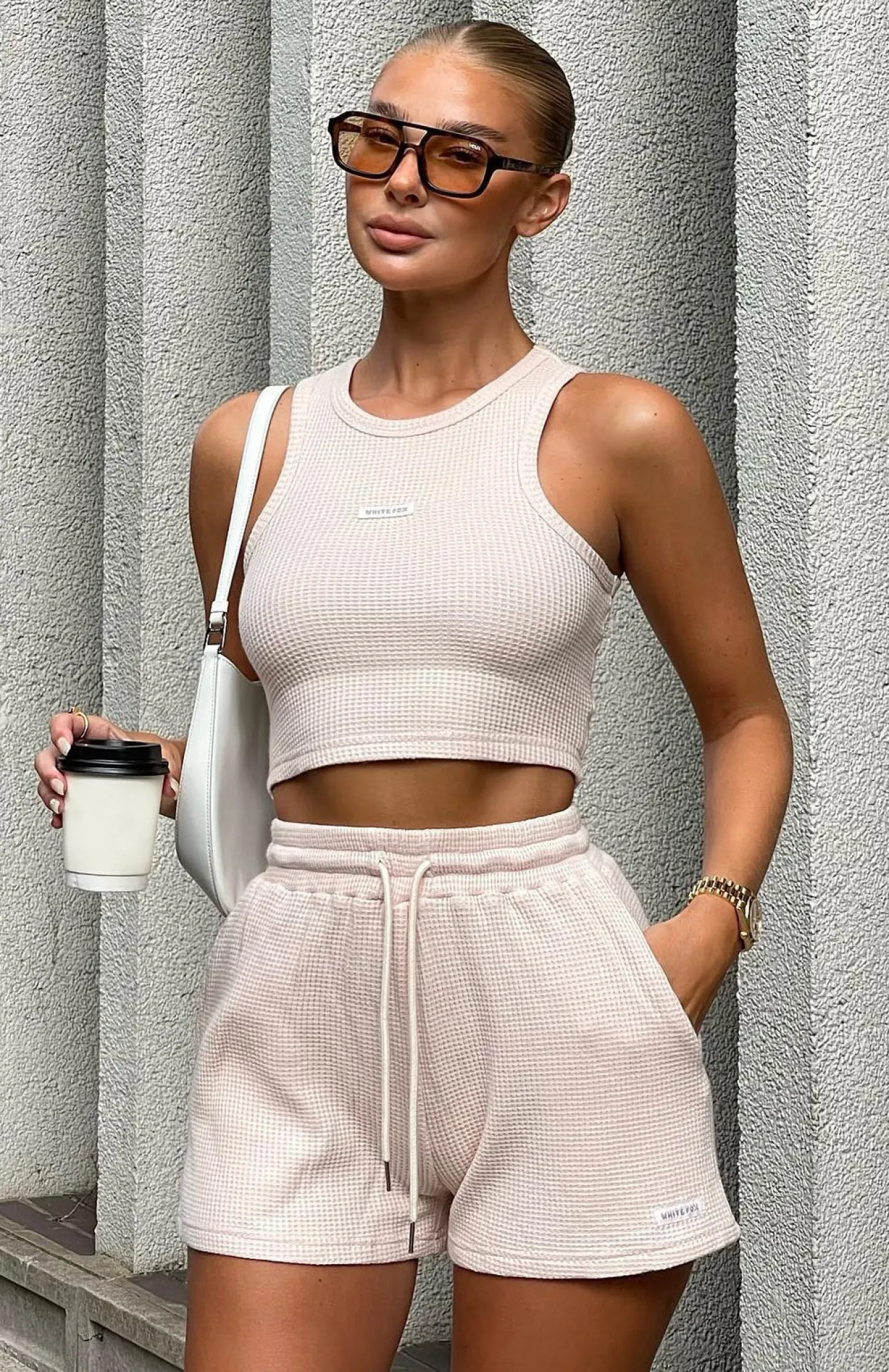 Shirts & Blouses | White Fox Boutique Made For This Waffle Crop Oatmeal nude