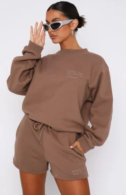 Shorts | White Fox Boutique Made You Smile Lounge Shorts Mocha brown