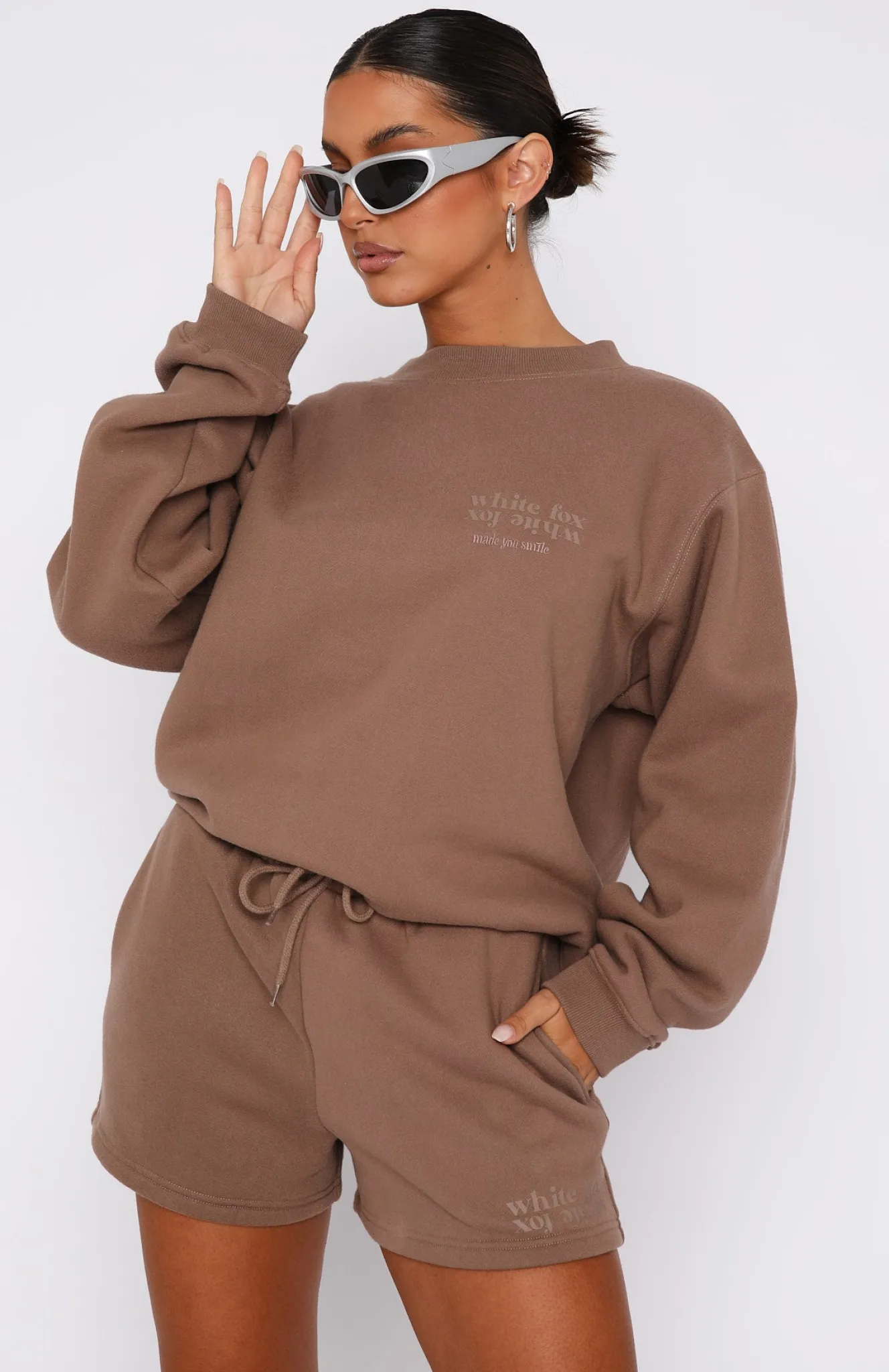 Shorts | White Fox Boutique Made You Smile Lounge Shorts Mocha brown