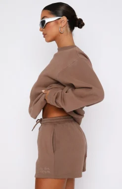 Shorts | White Fox Boutique Made You Smile Lounge Shorts Mocha brown