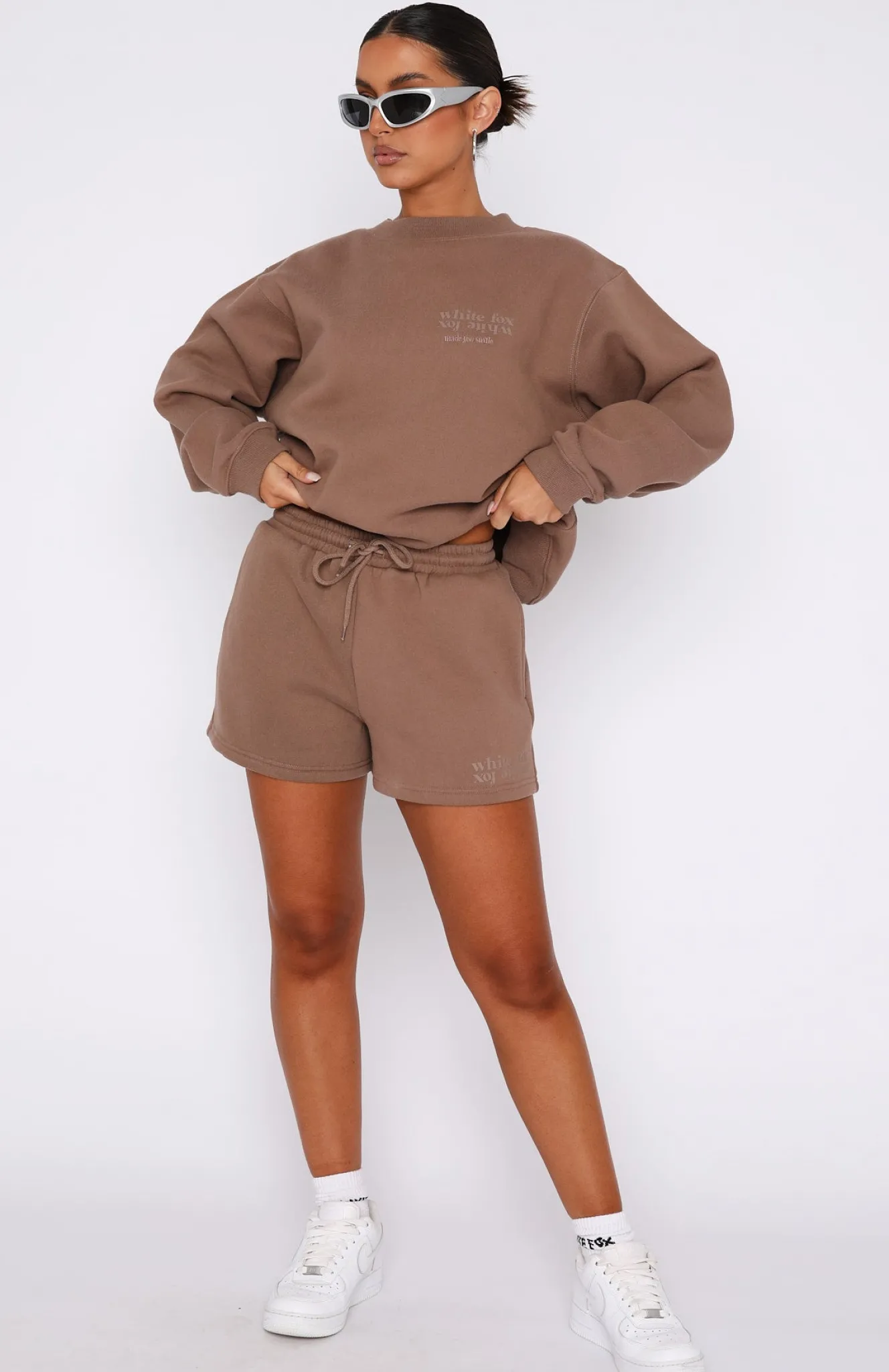 Shorts | White Fox Boutique Made You Smile Lounge Shorts Mocha brown