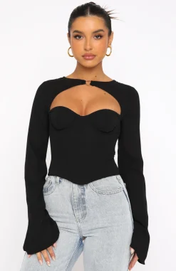 Shirts & Blouses | White Fox Boutique Meet Me Out Long Sleeve Bustier black