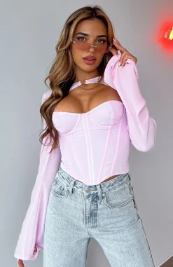 Shirts & Blouses | White Fox Boutique Meet Me Out Long Sleeve Bustier Baby pink
