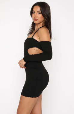 Long Sleeve Dresses | White Fox Boutique Meet My Needs Knit Mini Dress black