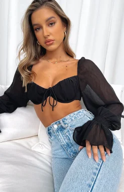 Shirts & Blouses | White Fox Boutique Memorable Moment Long Sleeve Crop black