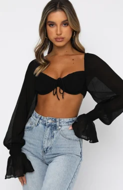 Shirts & Blouses | White Fox Boutique Memorable Moment Long Sleeve Crop black