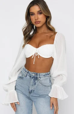 Shirts & Blouses | White Fox Boutique Memorable Moment Long Sleeve Crop white