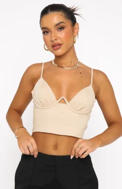Shirts & Blouses | White Fox Boutique Midnight Oasis Bustier Oatmeal nude