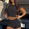 Shorts | White Fox Boutique Minding My Business Ribbed Booty Shorts black
