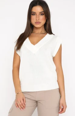 Shirts & Blouses | White Fox Boutique Mixed Messages Knit Vest Cream white