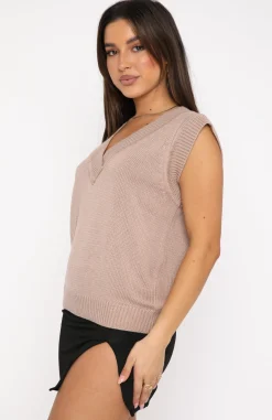 Shirts & Blouses | White Fox Boutique Mixed Messages Knit Vest Stone nude