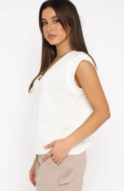 Shirts & Blouses | White Fox Boutique Mixed Messages Knit Vest Cream white