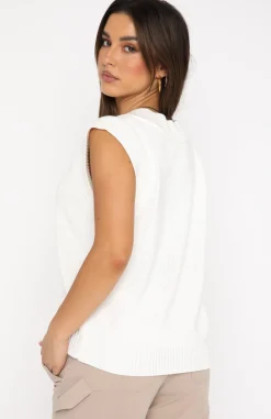 Shirts & Blouses | White Fox Boutique Mixed Messages Knit Vest Cream white
