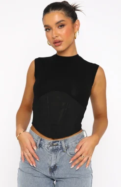 Shirts & Blouses | White Fox Boutique Mixed Ties Corset Tank black