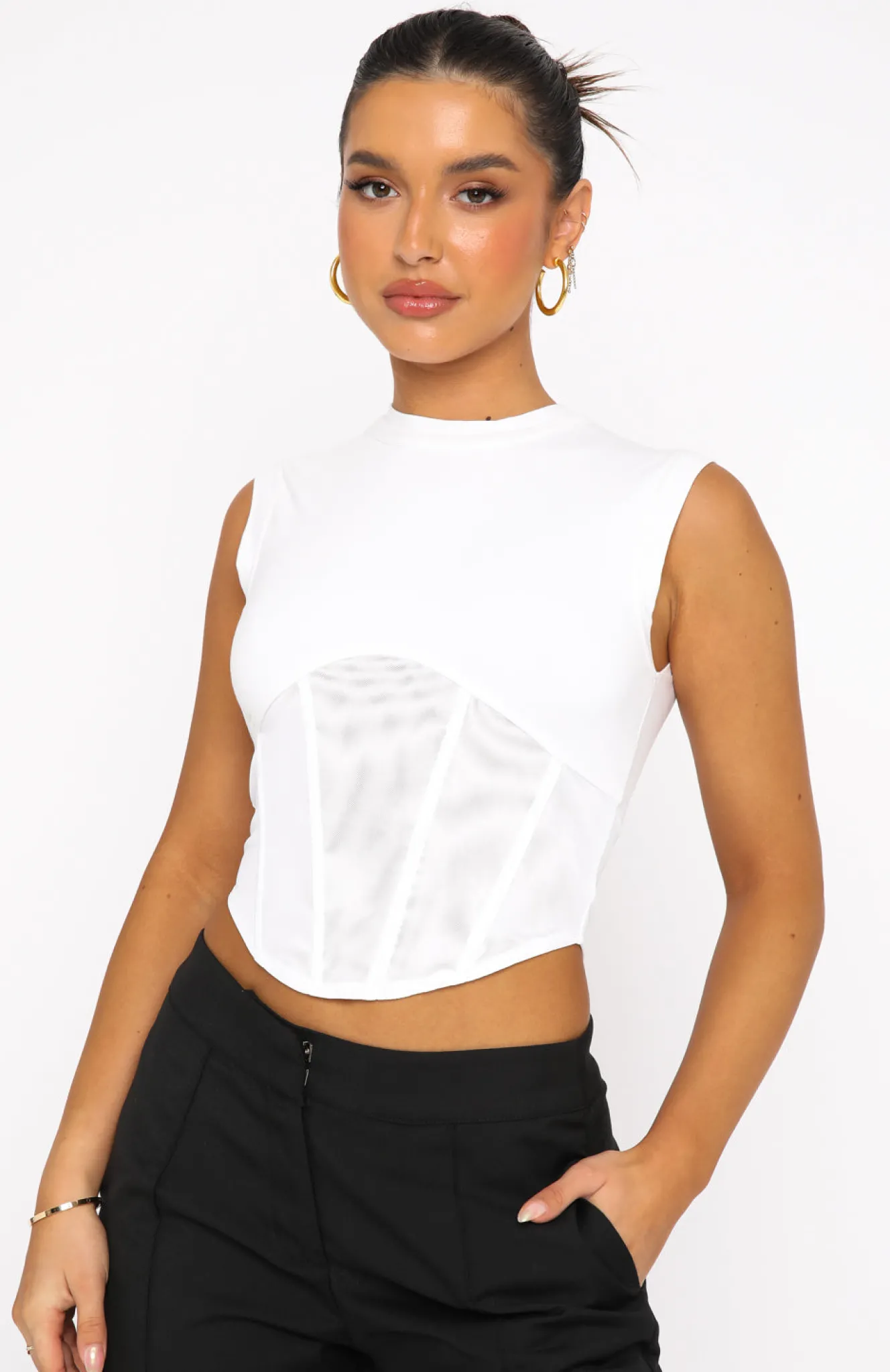 Shirts & Blouses | White Fox Boutique Mixed Ties Corset Tank white