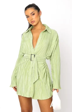 Restocked | White Fox Boutique More About Me Mini Dress Pistachio green