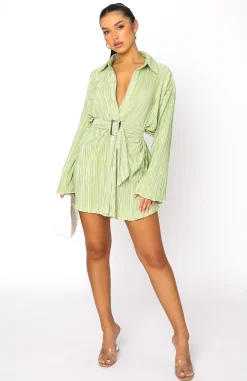 Restocked | White Fox Boutique More About Me Mini Dress Pistachio green