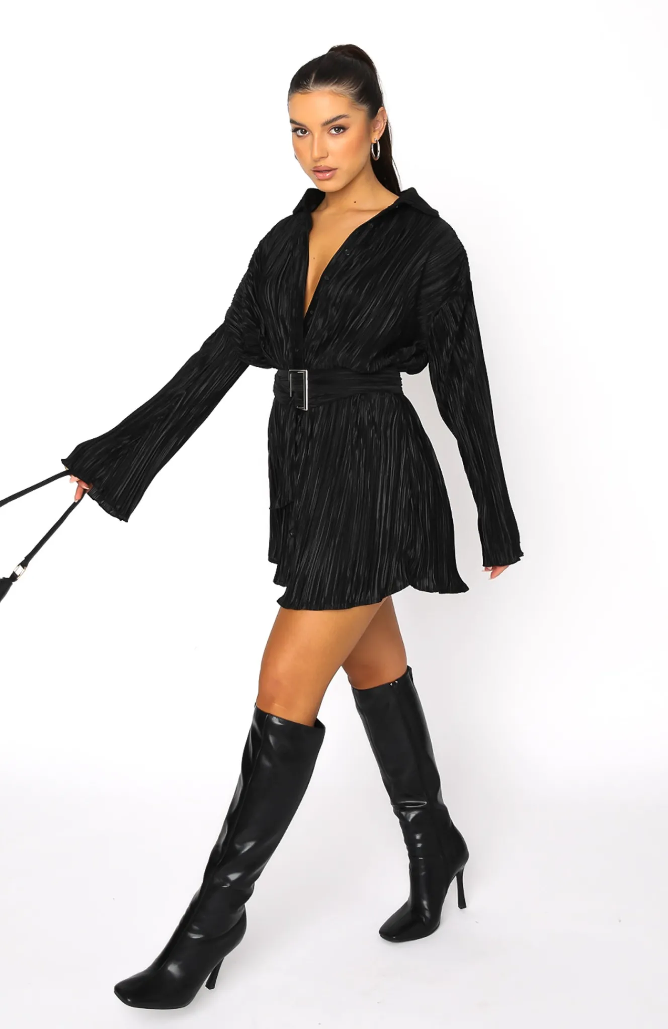 Long Sleeve Dresses | White Fox Boutique More About Me Mini Dress black