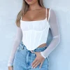 Shirts & Blouses | White Fox Boutique More Than Basic Long Sleeve Bustier white